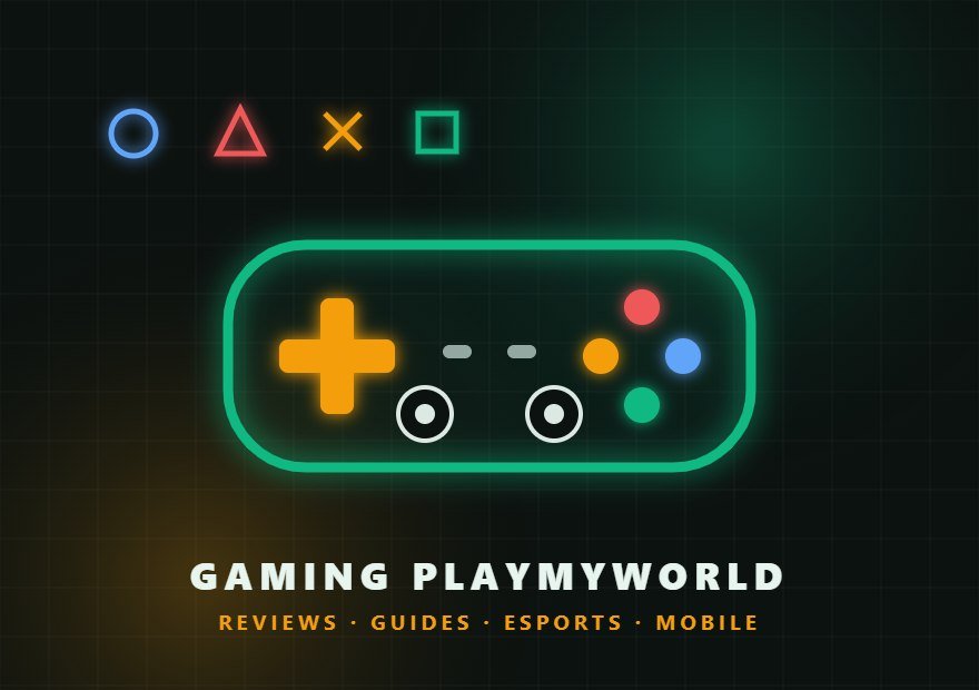 Gaming PlayMyWorld — neon gaming controller artwork
